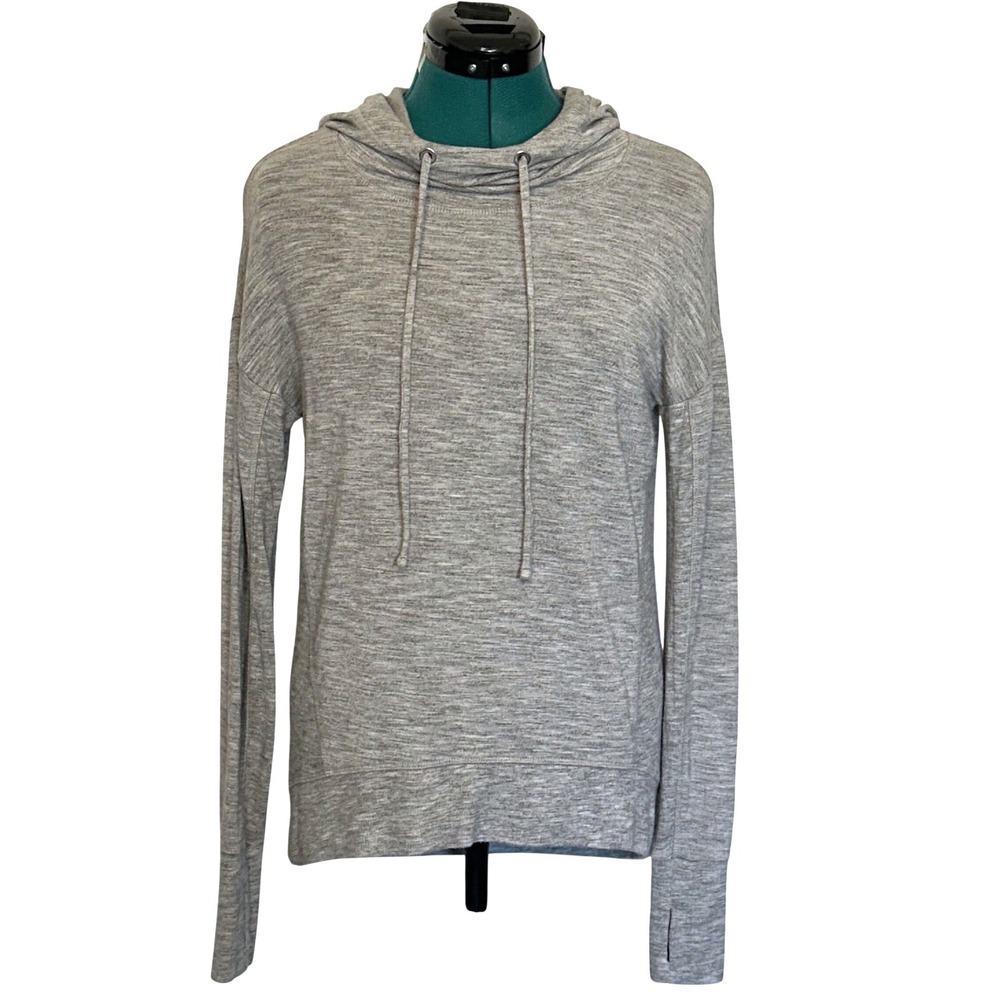Athleta Gray‎ Heathered Modal Pullover Hoodie Thumbholes 812488-04 Womens XS